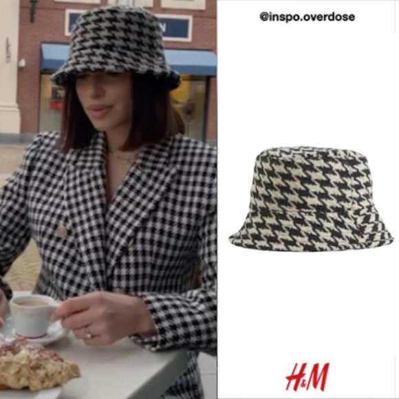 H&M Black Houndstooth-Patterned Bucket Hat Sz Small main image 4